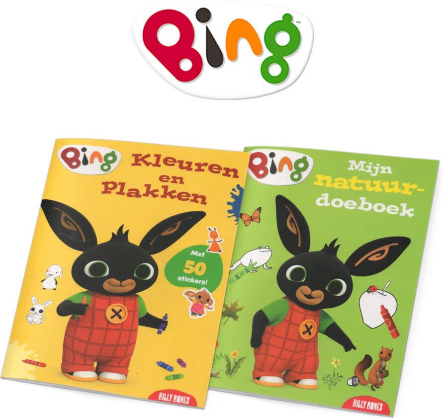 Bing voordeelbundel Natuur-doeboek + Plak- en Kleurboek speelgoed vanaf 2 jaar Stickerboek + doeboek Peuter en kleuter