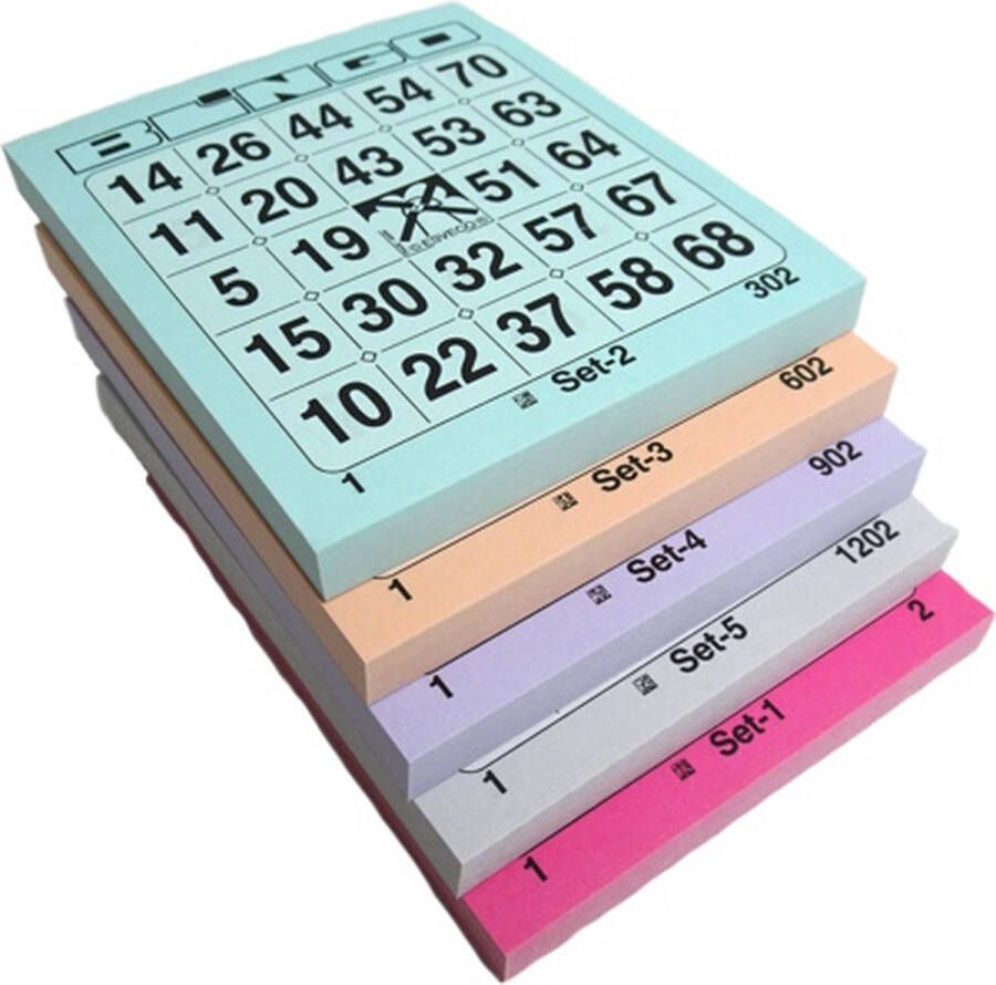 Bingo Holland Bingo kaarten gekleurd Bingo block 5x100 vellen 0 tot 75 5 verschillende series