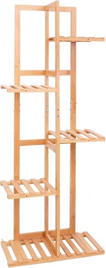Bingopaw Plantenrek bamboe 5 niveaus (bloempotten sierrek decoratief rek)
