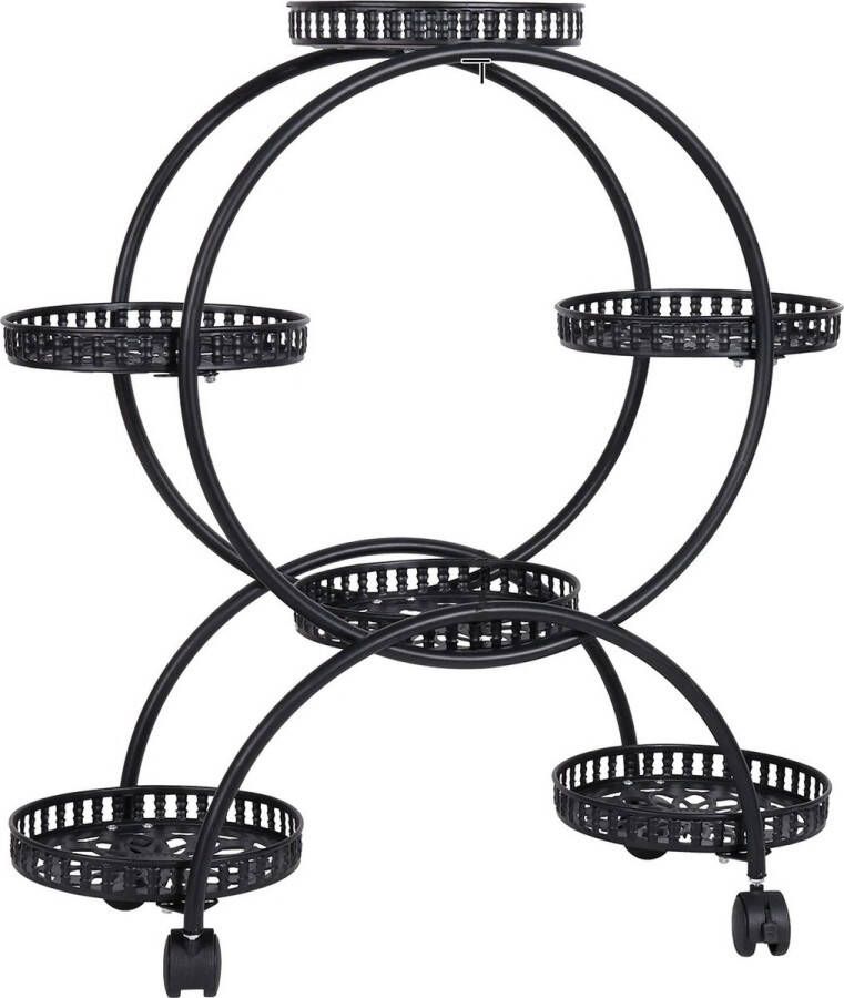 Bingopaw Plantenrek cirkel 6 plateaus metaal zwart