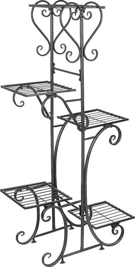 Bingopaw Plantenrek met hartvormige decoraties 5 niveaus metaal zwart