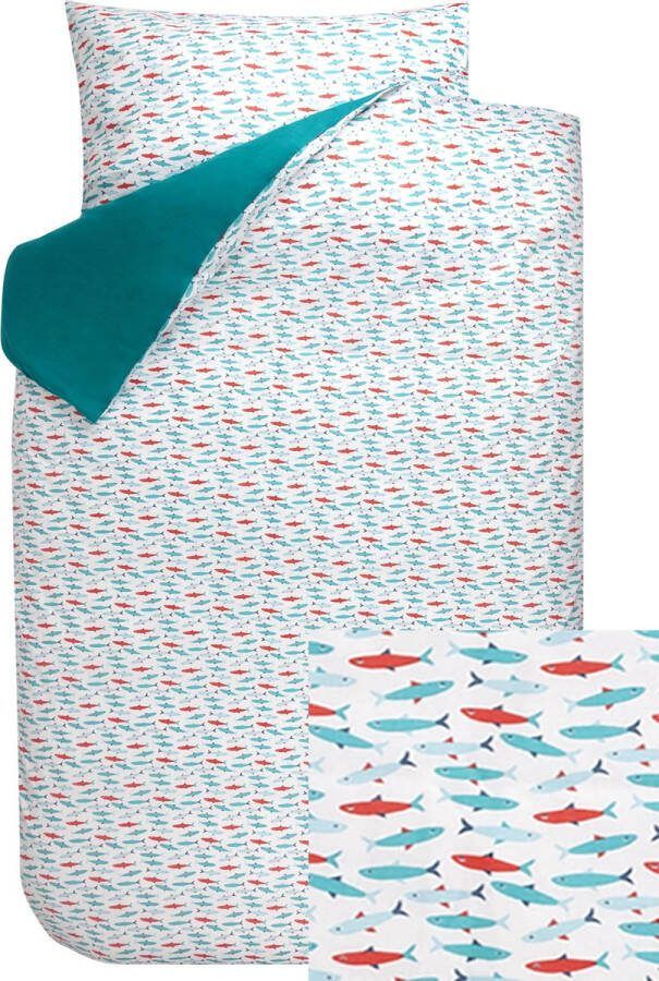 BINK Bedding Dekbedovertrek Forel Petrol 1-persoons 140x200 220 cm (incl 1 kussensloop 60x70 cm)