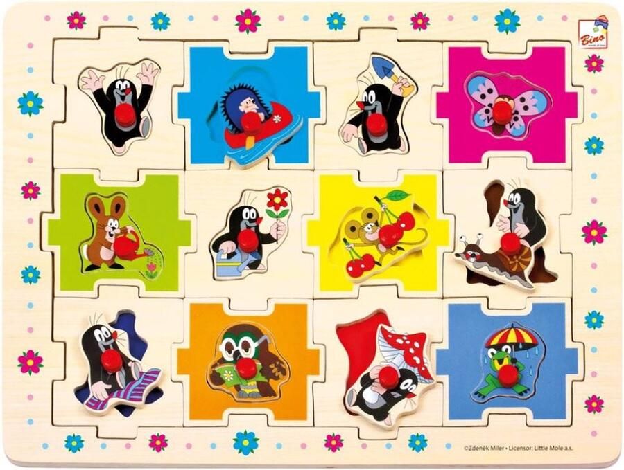 Bino Vormenpuzzel Little Mole Junior 30 X 23 Cm Hout 24-delig
