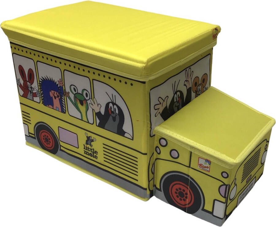 Bino The Little Mol Opberg kist toy bus box met zitting