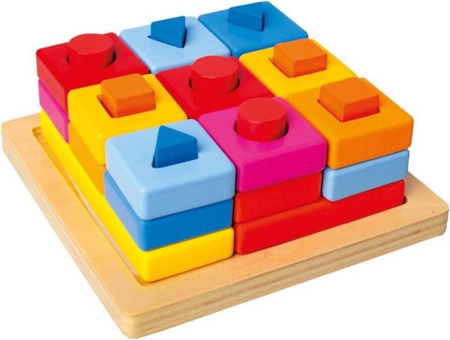 Bino Vormenpuzzel Blok Junior 15 X 15 X 6 Cm Hout 2-delig