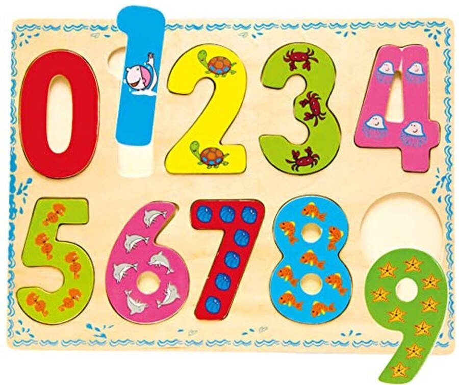 Bino Vormenpuzzel Cijfers Junior 30 X 22 5 Cm Hout 10 Stukjes