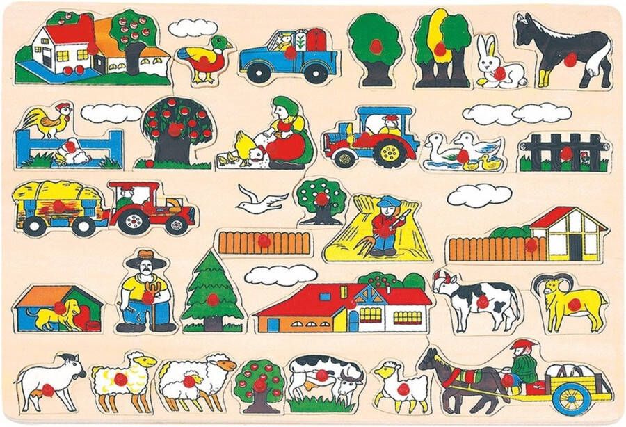 Bino Vormenpuzzel Platteland Junior 30 Cm Hout 32-delig