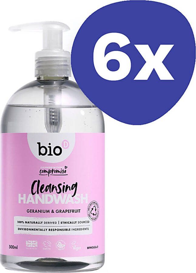 Bio-D Handzeep Geranium & Grapefruit 6x 500ML