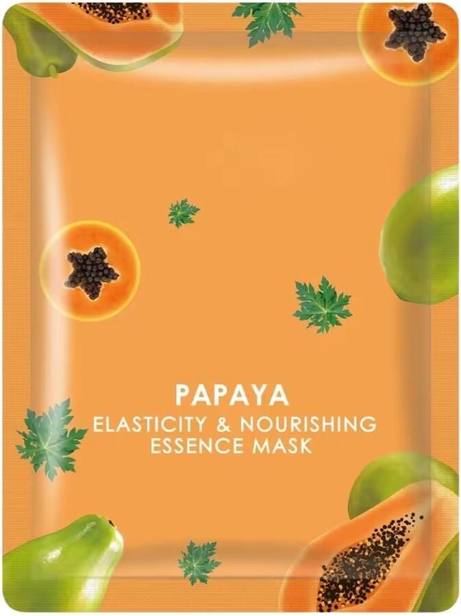 BIOAQUA Gezichtsmasker met Papaya voor verlichten van de droogheid van de huid set 20 stuks