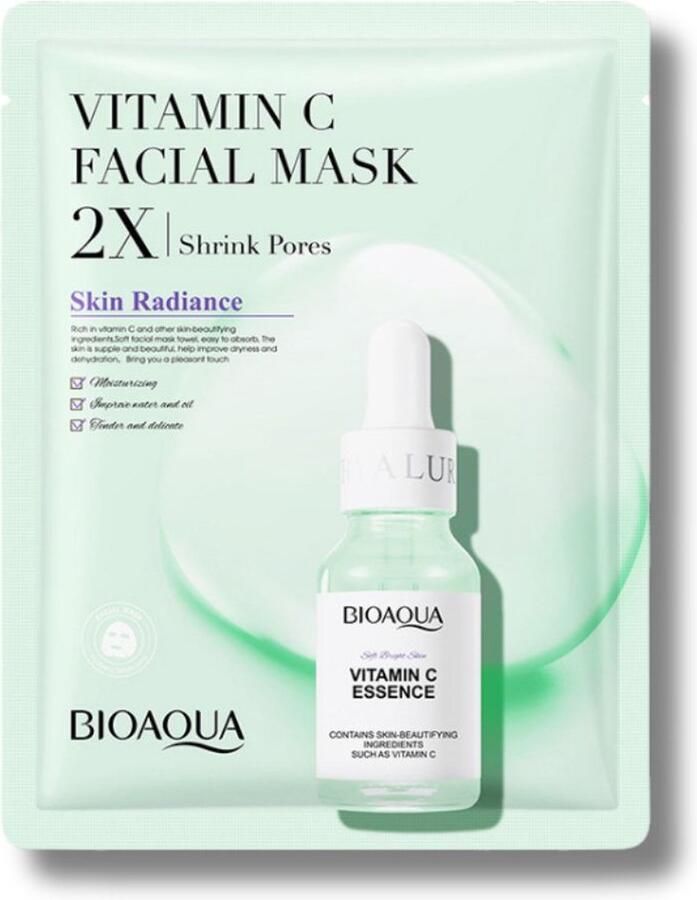 BIOAQUA Gezichtsmasker met Vitamine C poriën verkleinen set 20 stuks