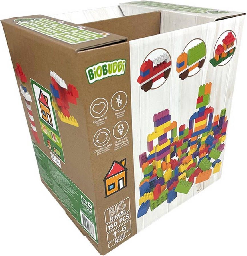 BiOBUDDi Big Blocks Bouwblokken Speelgoed Bouwset-150 blokken