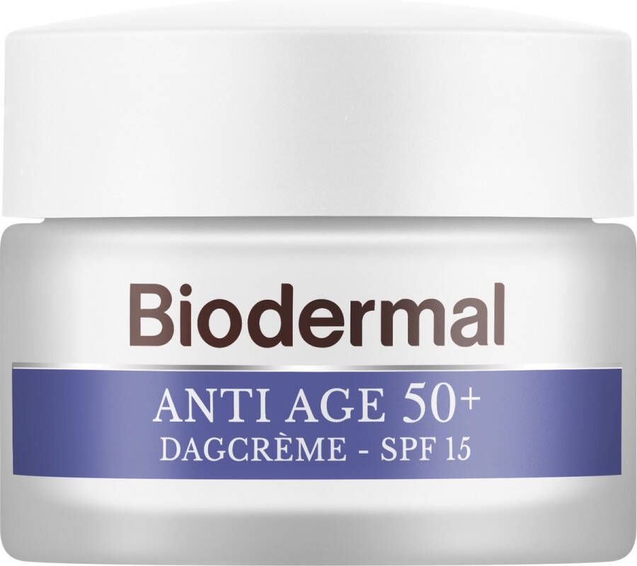 Biodermal Anti Age dagcrème 50+ Dagcrème met hyaluronzuur en vitamine E met SPF15 Helpt rimpels verminderen 50ml