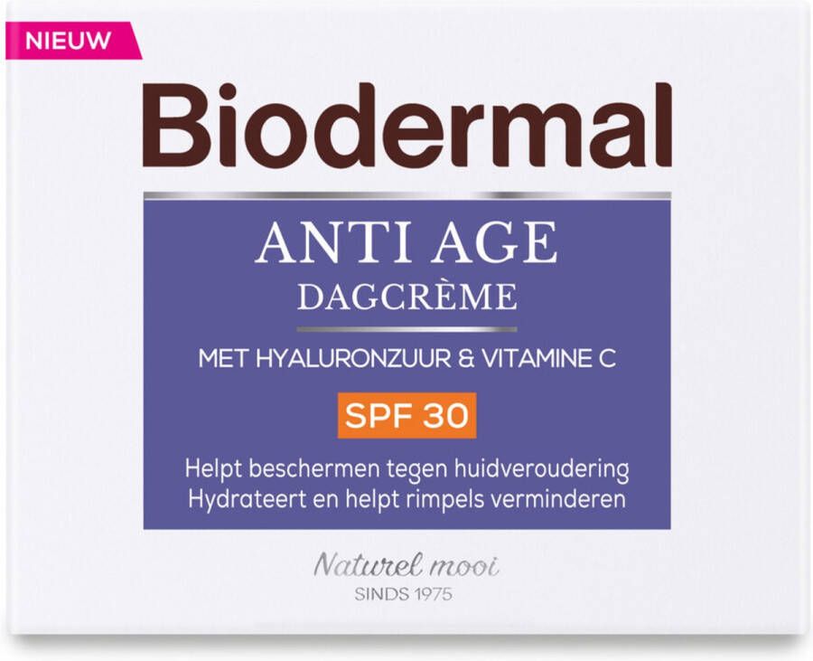 Biodermal Anti Age Dagcrème SPF30 Dagcrème met hyaluronzuur en vitamine C tegen huidveroudering 50ml