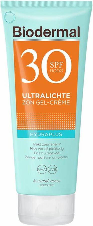 Biodermal Hydraplus Ultralichte Zon Gel-Crème SPF 30 Zonnebrand met SPF30 Zonnebrand met hyaluronzuur