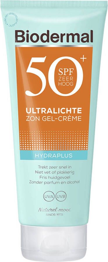 Biodermal Hydraplus Ultralichte Zon Gel-Crème SPF 50 Zonnebrand met Factor 50 Zonnebrand met hyaluronzuur