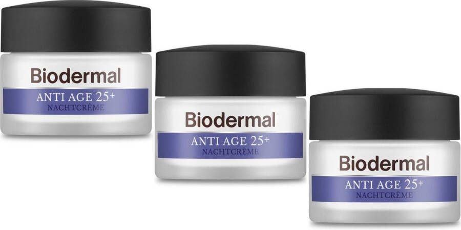 Biodermal Nachtcrème Anti Age 25+ 3 x 50 ml Voordeelverpakking