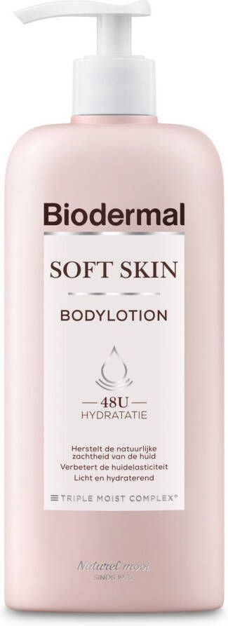 Biodermal Soft Skin Bodylotion. Verbetert de natuurlijke zachtheid van jouw huid. Dankzij het Triple Moist Complex voor 48 uur intensieve hydratatie 400ml