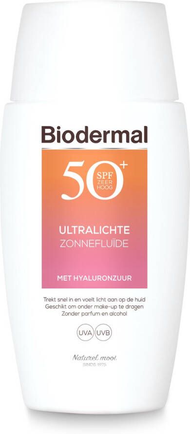 Biodermal Ultralichte Zonnefluide Zonnebrand met SPF50+ met hyaluronzuur Zonnebrand gezicht