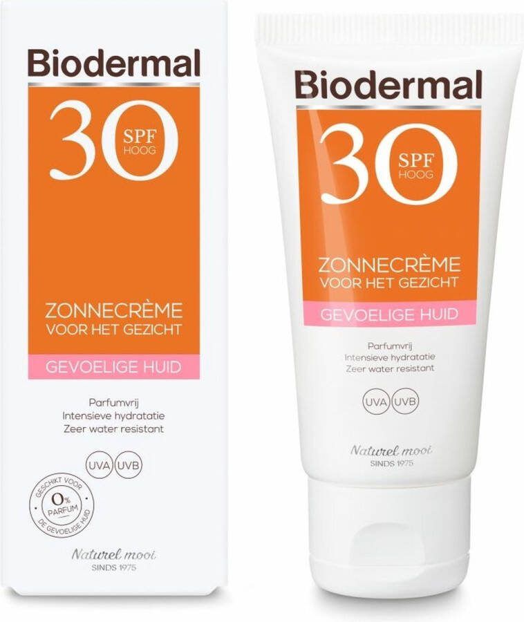 Biodermal Zonnecreme voor de Gevoelige huid SPF 30 50ml Zonnecreme voor het gezicht