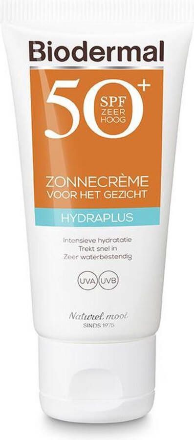 Biodermal Zonnebrand Zonnebrandcreme gezicht -Hydraplus Face SPF50 50ml