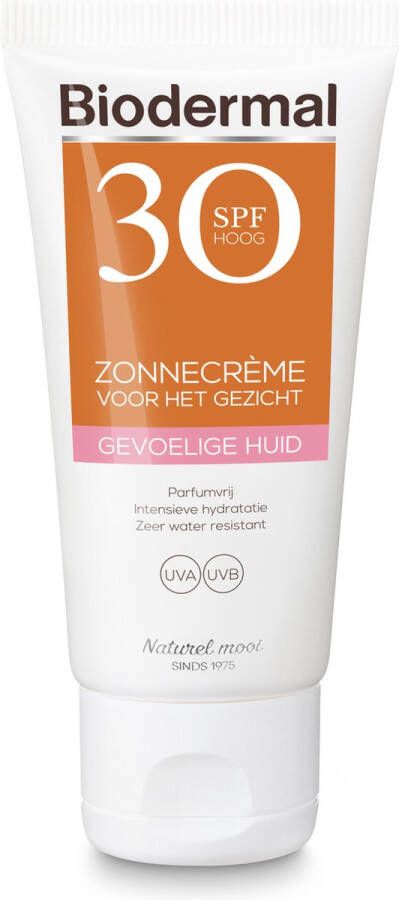 Biodermal Zonnecreme voor de Gevoelige huid SPF 30 50ml Zonnecreme voor het gezicht