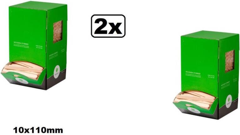 Biodore 2000x Roerstaafjes hout 10mmx110mm koffie thee duurzaam hout roer staafje