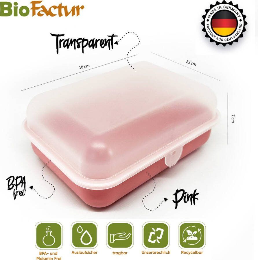BioFactur Set van 3 lunchbox volwassenen Lunchbox kinderen Lunchbox met vakjes Vaatwasmachinebestendige lunchbox Verwisselbaar deksel Ontbijtbox Roze-turquoise
