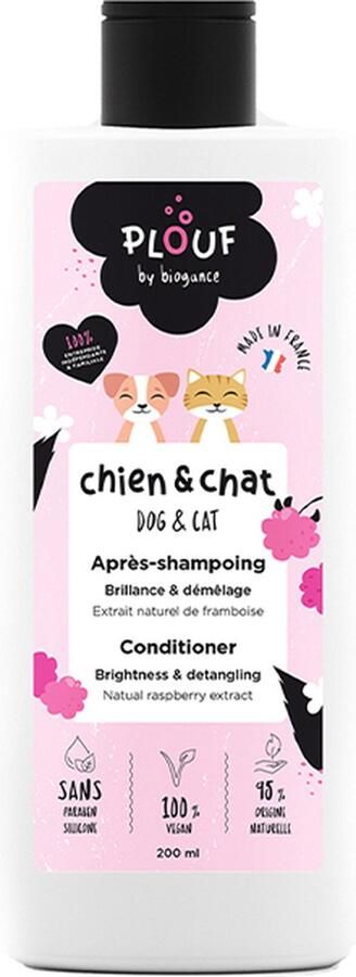 Biogance Plouf by Hond en katten conditioner après shampoo brillance en demelage 200 ml geen parabenen 100% vegan 95% natuurlijke oorsprong
