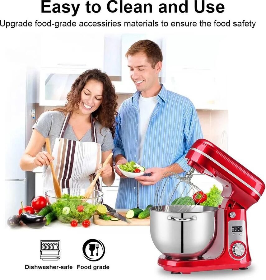 Biolo Mix Biolomix keukenmachine Voedsel mixer Blender Stille motor Crème ei garde Deeg kneder 6 snelheid standen 1200 W 6 liter capaciteit Keukenmixer met mengkom Keuken machine