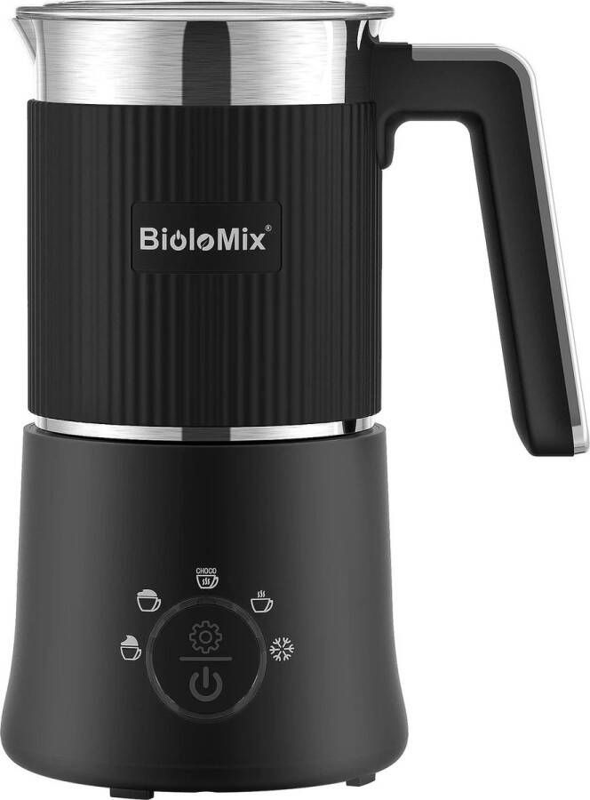 BioloMix Elektrische Melkopschuimer en Stomer 5-in-1 Stil en Automatisch voor Warm en Koud Melkschuim Perfect voor Latte Cappuccino en Macchiato