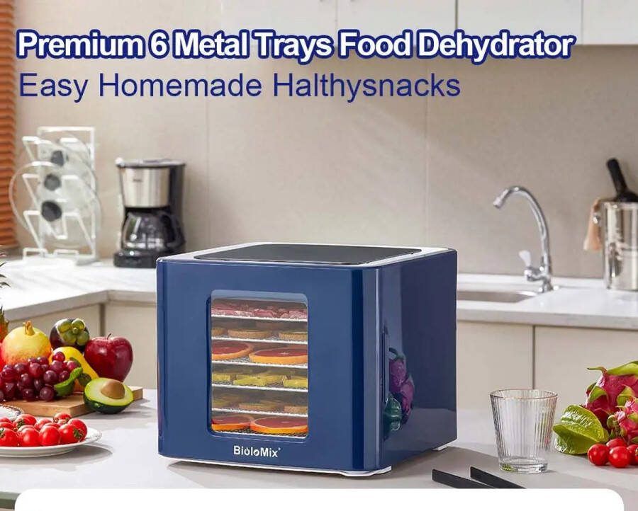 BioloMix FortuneCommerce Voedsel Dehydrator Met Led Touch Control 6 Trays Digitale Temperatuur En Tijd Droger Voor Fruit Groente vlees (Jerky)