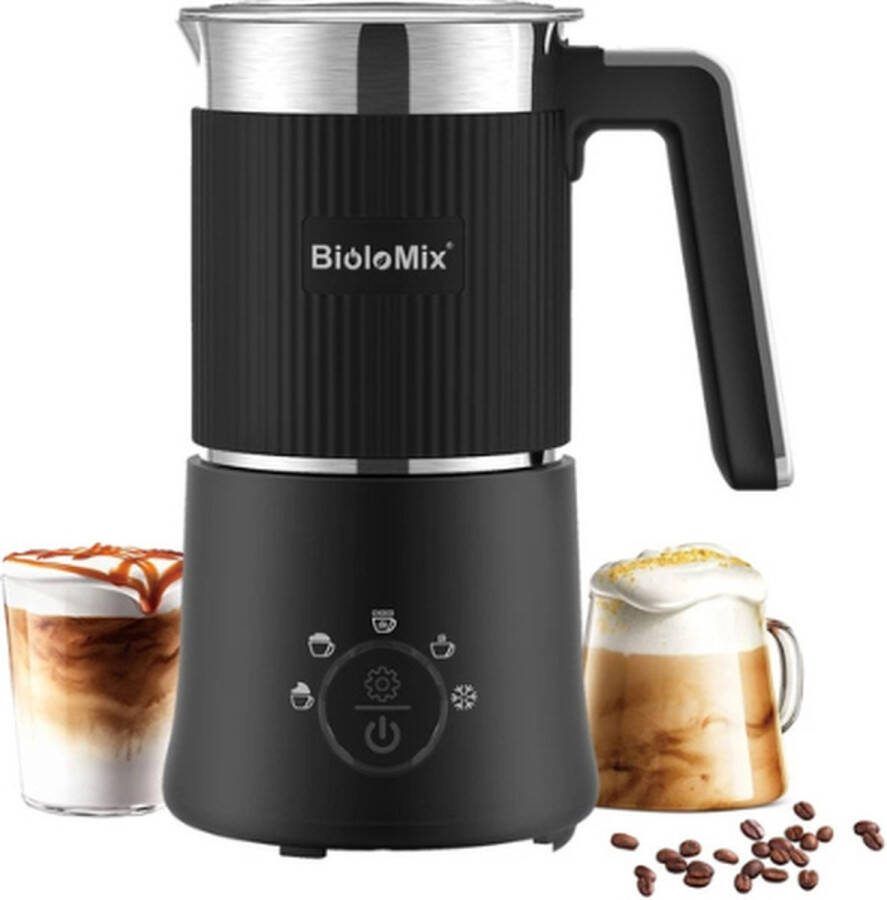 BioloMix N.lux Luxe melkopschuimer Elektrisch Zwart 5 In 1 Warm en koud Warme chocomelk Vaatwasmachine bestending Melkschuimer 350 250 ML
