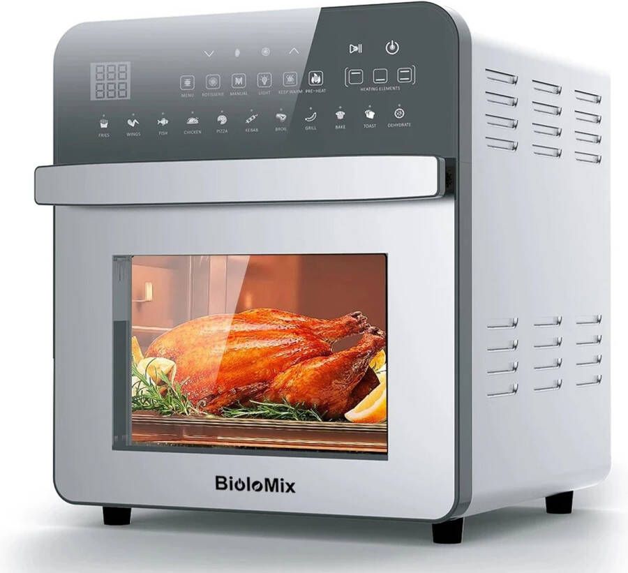 BioloMix Oven Airfryer combi RVS 11 in 1 Touchscreen Hulpmiddelen Inbegrepen Broodrooster airfryer xxl