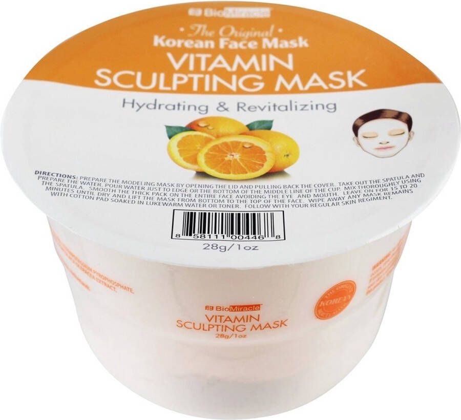 BioMiracle Gezichtsmasker Vitaminen C Sculpting Face Mask Origineel Koreaanse Gezichtsmasker Hydraterend & Revitaliserend Poeder