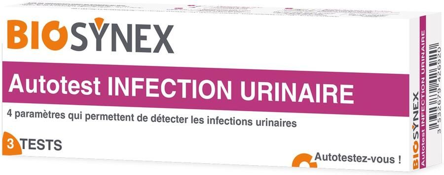 Biosynex zelftest Urineweginfectie 3 stuks Resultaat in enkele minuten Test voor Leukocyten Nitrieten Bloed Proteïnen