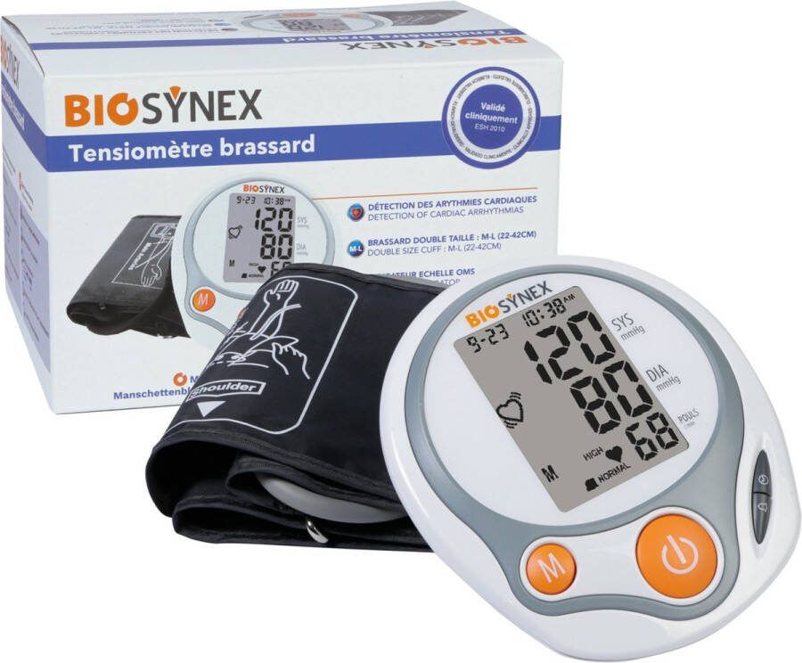 Biosynex Bloeddrukmeter Detecteert Aritmie Bovenarm 22-42 cm omtrek WHO-Schaal