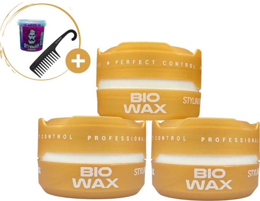 Biowax 3-Pack Voordeelbundel Professional Aqua Haarwax + Cosmeticall Stylingkam & Haargel Dé Gezonde formule voor het haar Toegevoegde Vitaminen Keratine en Proteïne Gezond en Stevig Haar Strong Hold Heerlijke parfumgeur Alle Haartypen