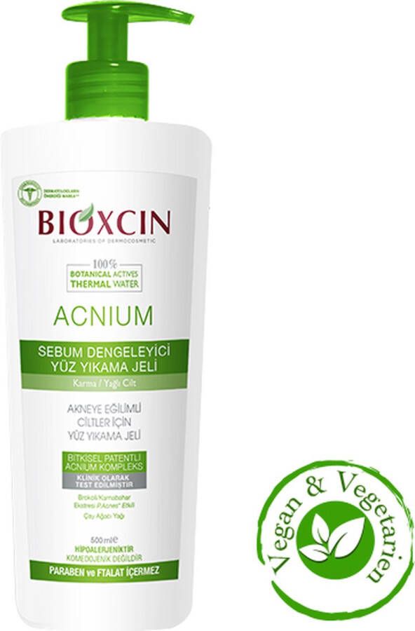 Bioxcin Acnium Sebum Balancing Face Wash Gel 500 ml (Gezichtsreiniger voor acne) Herbal Bio Acne- Face Wash Gel