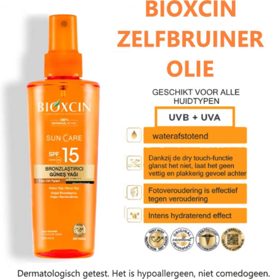 Bioxcin Suncare Zelfbruiner Olie 15 SPF 200ml (waterbestendig-Voor alle soorten huid)