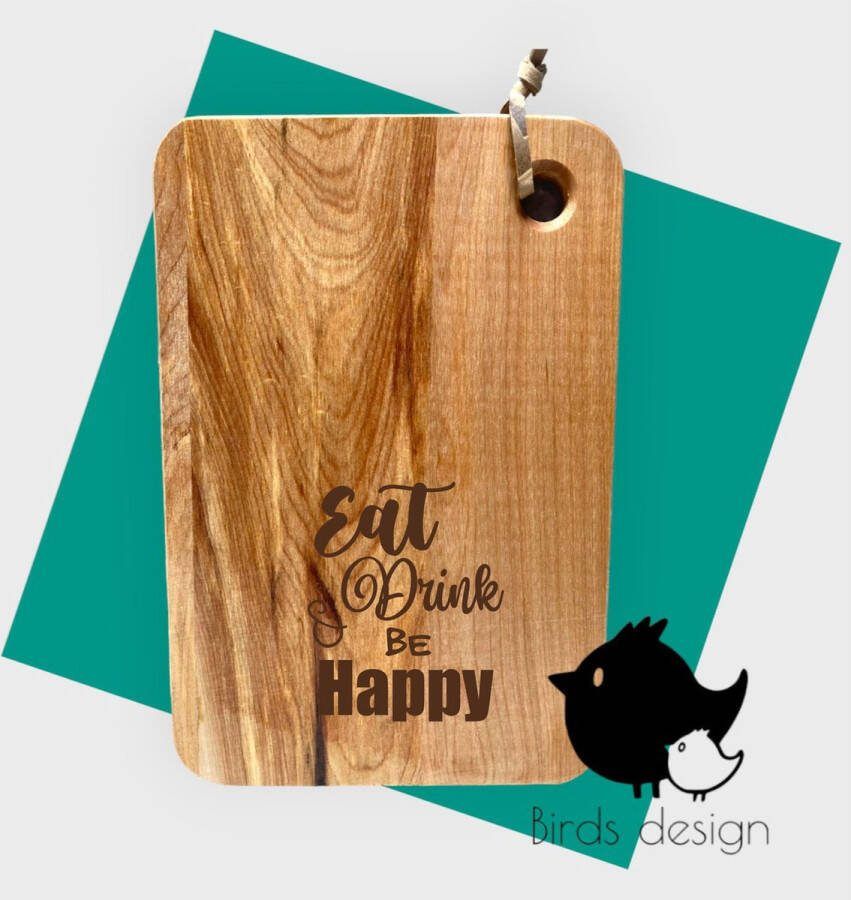 Birds design Tapasplank Eat drink & be happy- kado borrelen Tapas
