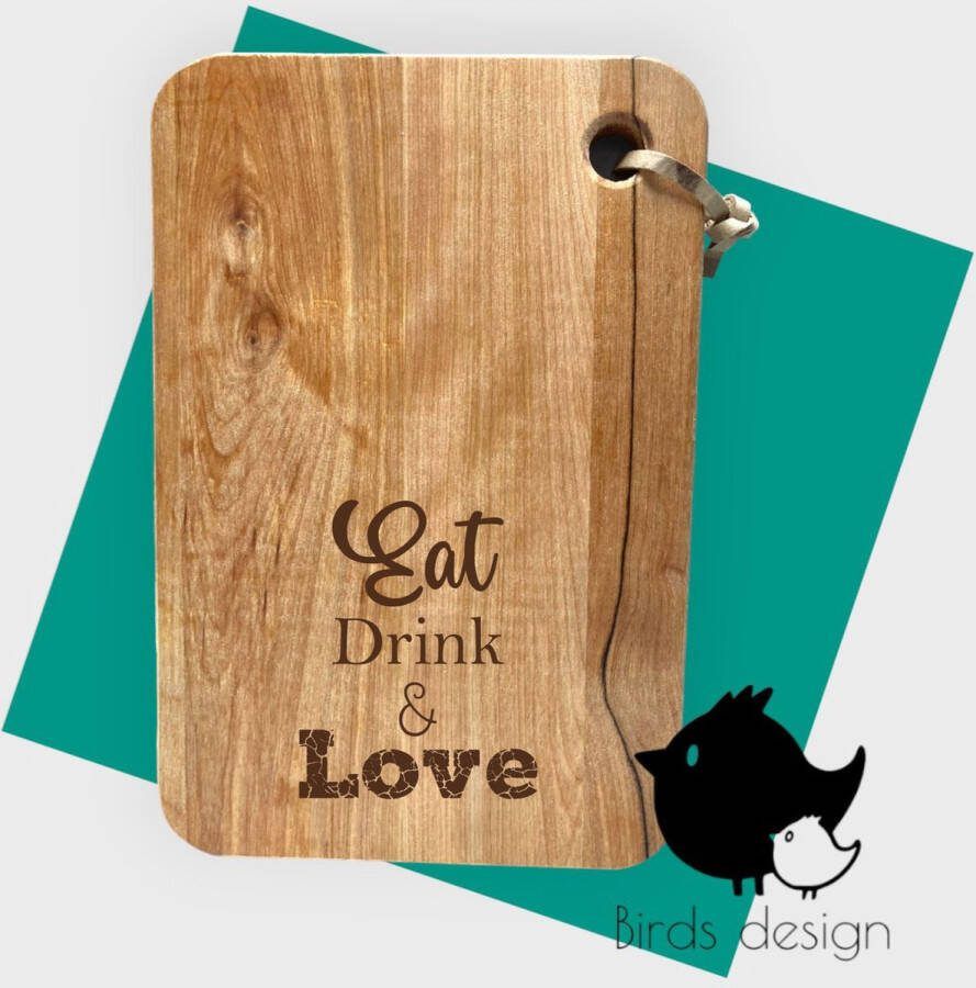 Birds design Tapasplank Eat drink & Love- kado borrelen Tapas