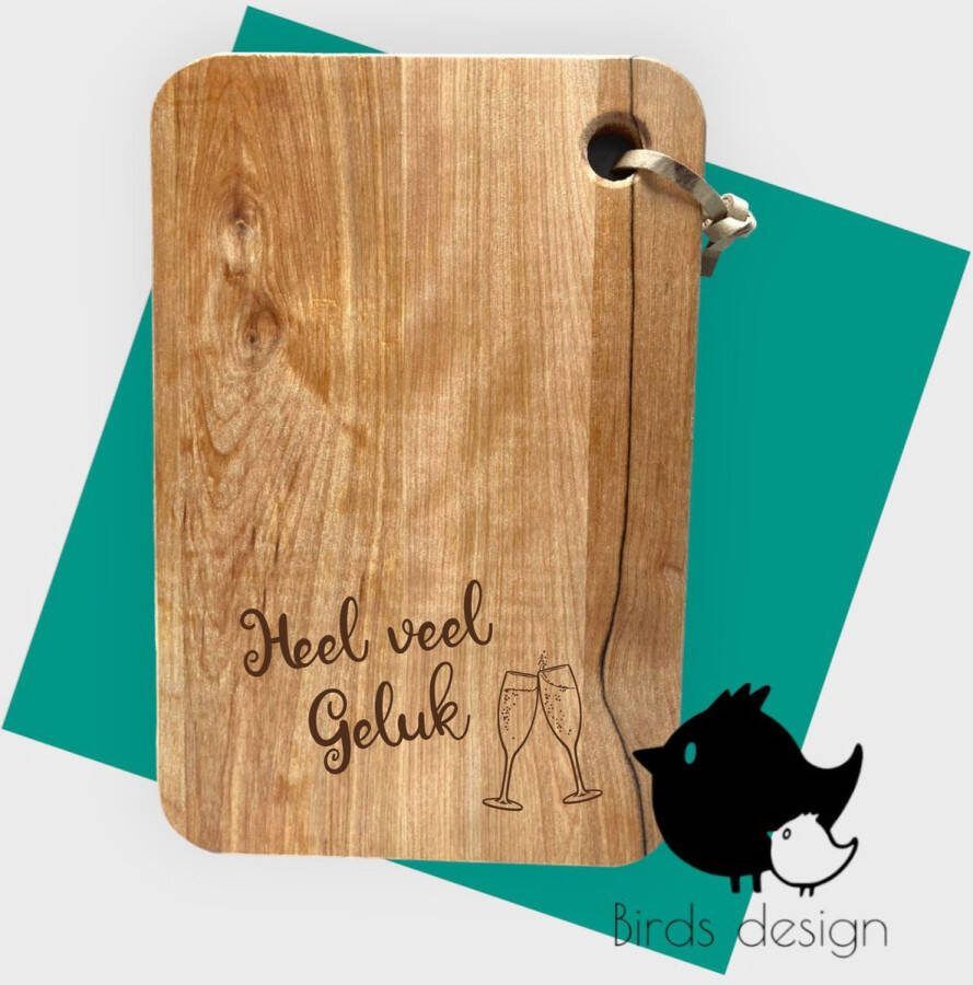 Birds design Tapasplank Heel veel geluk- kado borrelen Tapas
