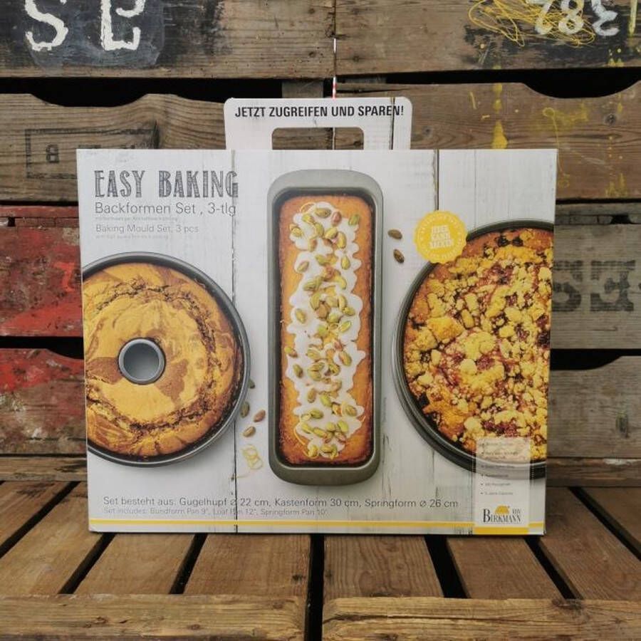 Birkmann Easy baking bakvormen set 3 delig Springvorm 26cm cake broodvorm 30cm Tulband 22cm