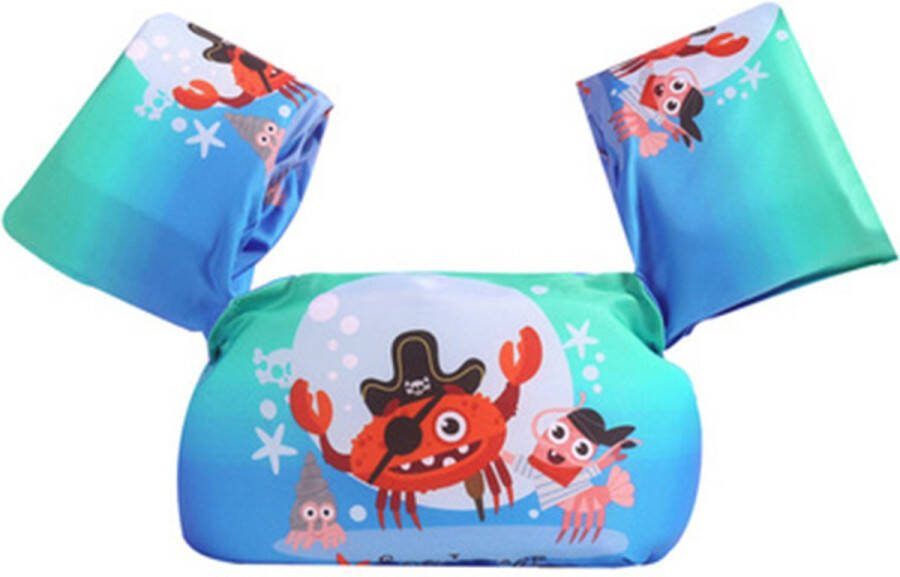 Birony Puddle Jumper Deluxe Zwemvest Kind 2 Tot 6 Jaar Verstelbare Zwembandjes Voor Kinderen Zwemvleugels 14 tot 25 Kg Krab Piraat