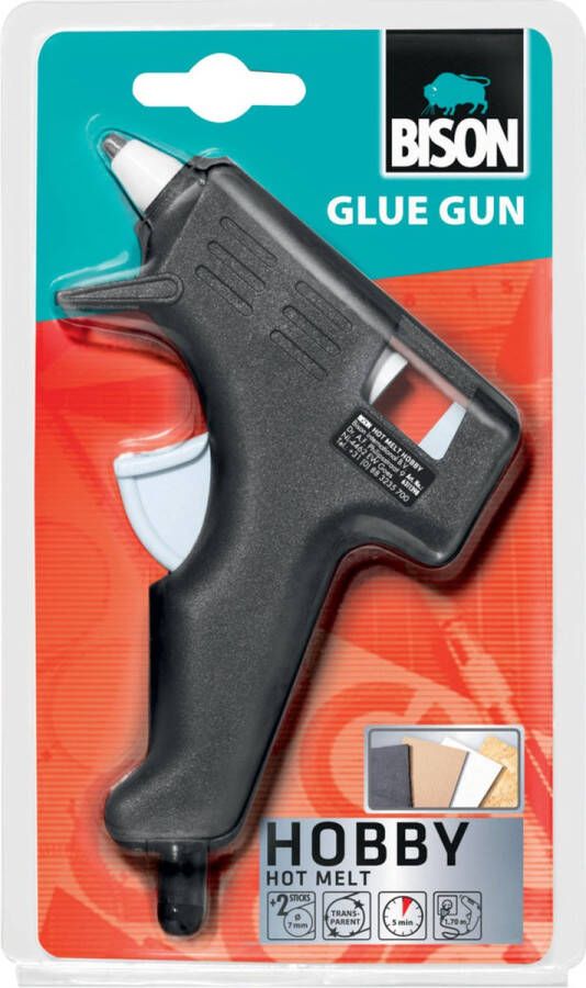 Bison Glue Gun Hobby smeltlijmpistool hobby en creatief lijmt razendsnel voor materialen kunststof textiel karton keramiek glas onderling en combinatie