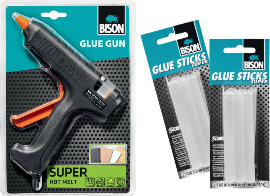 Bison glue gun super lijmpistool met 12 glue sticks