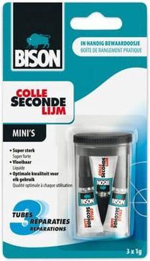 Bison colle secondelijm mini's 1gr 3 stuks