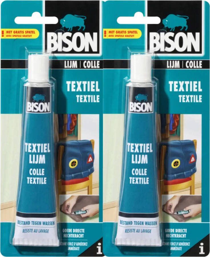 Bison Textiellijm 2x50 ml Bestand Tegen Wassen Stomen en Strijken Oplosmiddelenvrij