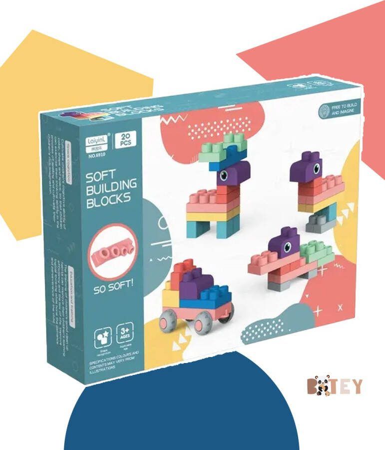 Bitey Montessori Speelgoed Bouwblokken Educatief Speelgoed Sensorisch Speelgoed Kinderspeelgoed Spelletjes voor Kinderen Blokken 20 Stuks