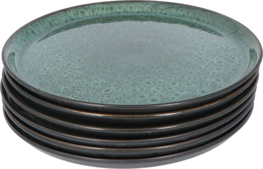 Bitz Gastro 6 stuks Aardewerk Dinerborden 27x2 5 cm Groen Zwart 821254